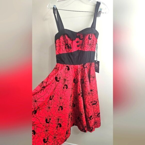 Hell Bunny Dresses & Skirts - Hell Bunny Black & Red Spiderweb dress Small Halloween Spooky Rockabilly XS